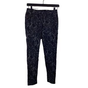 Lululemon Wunder Under Leggings Size 6 Black Blue‎ Floral Print Yoga Pants